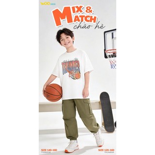 Áo Thun Không Cổ Bé Trai TTS26S002R | Bé trai 9-14 tuổi | Wookids | Thời trang trẻ em | Cotton mềm mát