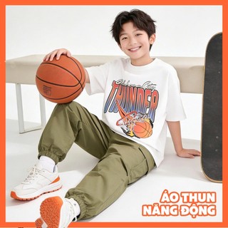 Áo Thun Không Cổ Bé Trai TTS26S002R | Bé trai 9-14 tuổi | Wookids | Thời trang trẻ em | Cotton mềm mát