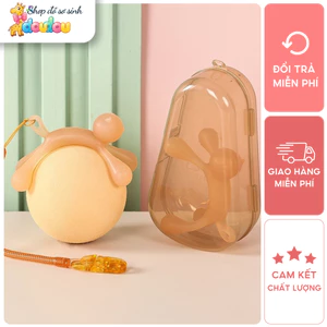 Bộ Gặm Nướu Silicon Cho Bé 3-12 Tháng Kèm Dây Đeo Hộp Đựng An Toàn Mềm Mại Cao Cấp DouDou A21