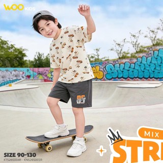 Áo Thun Không Cổ Bé Trai KTS26S004R | Bé trai 2-9 tuổi | Wookids | Thời trang trẻ em | Cotton mềm mát