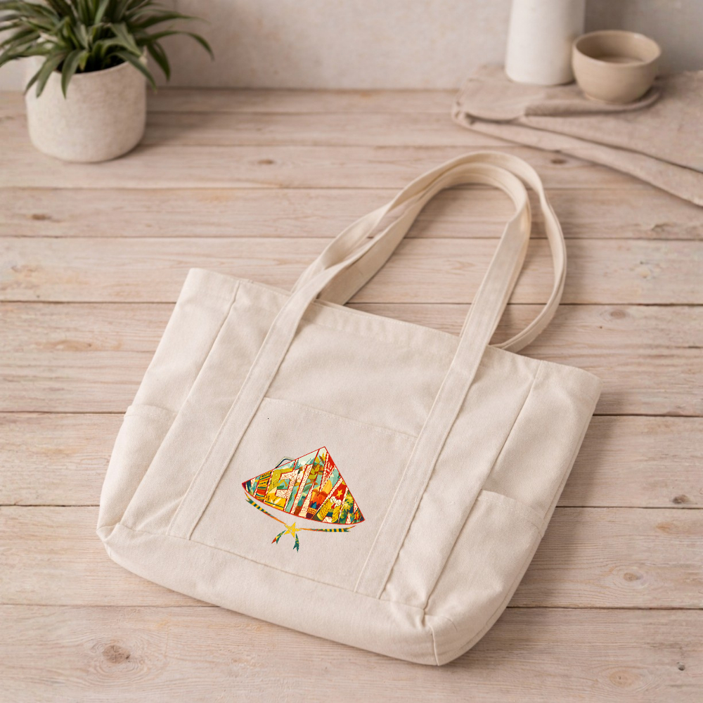 Túi tote có khóa kéo SIZE TO - túi vải tote đeo vai in hình SÀI GÒN Việt Nam có khóa kèm 3 ngăn phụ siêu xinh tuima0239