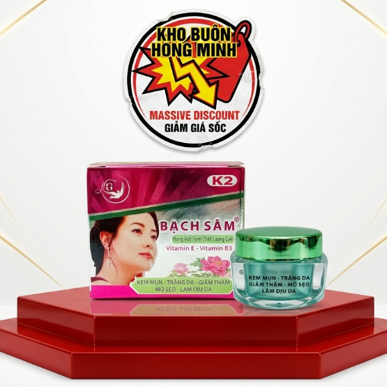 Kem Bạch Sâm (Hồng) K2 - Kem Face Ngừa Mụn Làm Dịu Da Nhạy Cảm, Dưỡng Trắng Hồng