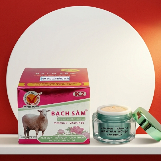 Kem Bạch Sâm (Hồng) K2 - Kem Face Ngừa Mụn Làm Dịu Da Nhạy Cảm, Dưỡng Trắng Hồng