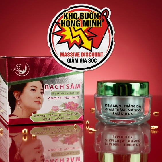 Kem Bạch Sâm (Hồng) K2 - Kem Face Ngừa Mụn Làm Dịu Da Nhạy Cảm, Dưỡng Trắng Hồng