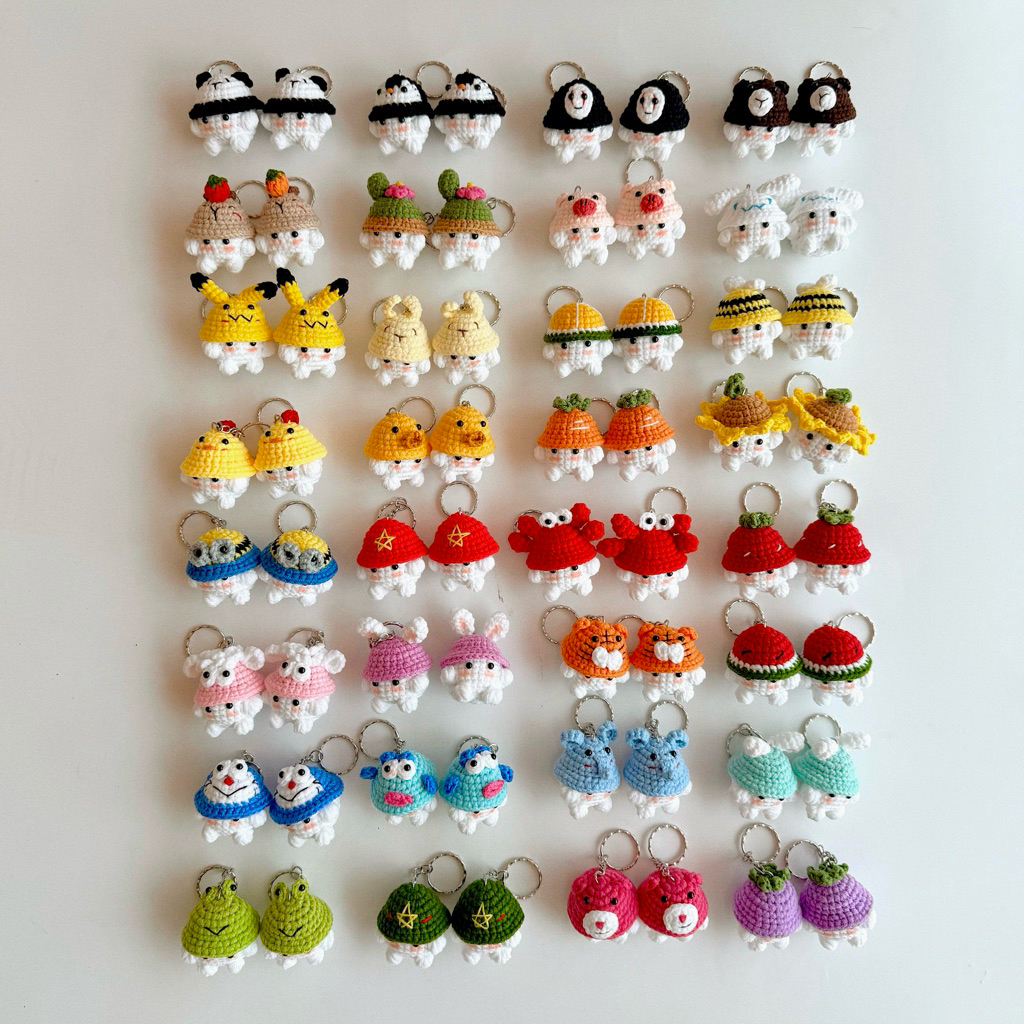 [LẺ 1 CÁI] Móc Khoá Len Nấm Mini Cosplay Đội Mũ Mushroom Handmade Dễ Thương