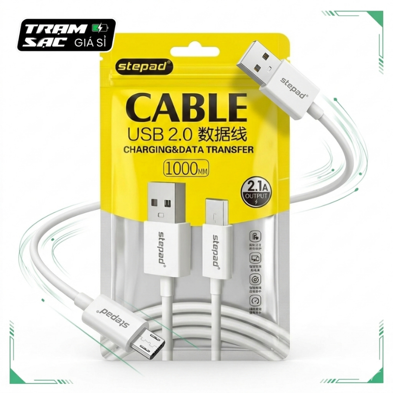 Dây Sạc Micro USB 100cm Sạc Nhanh 2.1A - Dây Sạc Android Bền Bỉ