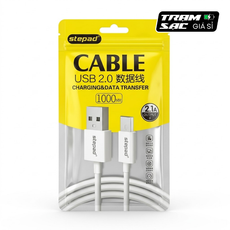 Dây Sạc Micro USB 100cm Sạc Nhanh 2.1A - Dây Sạc Android Bền Bỉ