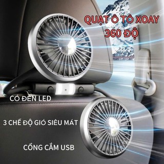 Quạt Ô Tô Gắn Ghế Cho Hàng Ghế Sau, Quạt ô tô hai đầu di động Xoay 360 độ làm mát không khí 3 tốc độ có thể-USB SEAMETAL