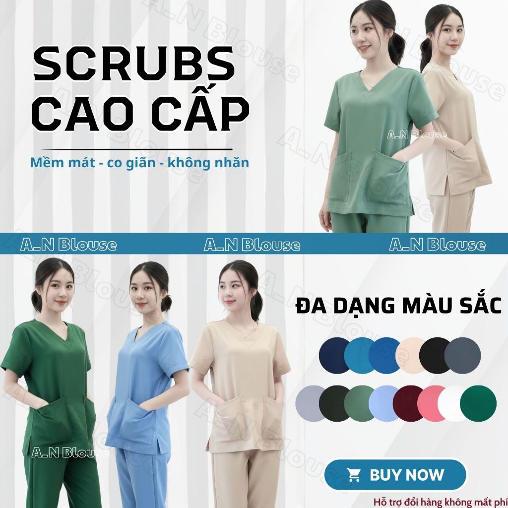 Bộ scrubs bác sĩ, đồng phục spa cao cấp dành cho bác sĩ, điều dưỡng, ký thuật viên trong ngành làm đẹp