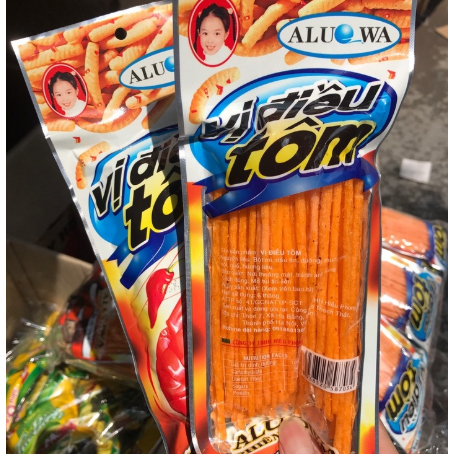 Snack Tăm Cay Tôm Điều Vị, Tăm Cay Đỏ  Alouwa Cay Tê Hấp Dẫn - Đồ Ăn Vặt
