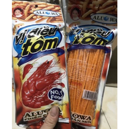 Snack Tăm Cay Tôm Điều Vị, Tăm Cay Đỏ  Alouwa Cay Tê Hấp Dẫn - Đồ Ăn Vặt
