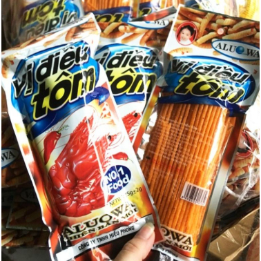 Snack Tăm Cay Tôm Điều Vị, Tăm Cay Đỏ  Alouwa Cay Tê Hấp Dẫn - Đồ Ăn Vặt