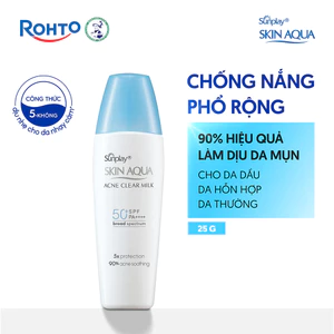 Kem chống nắng Skin Aqua cho da mụn,dạng sữa dùng hàng ngày Sunplay Skin Aqua Acne Clear Eco Việt Nam SPF 50,PA++++ 25g