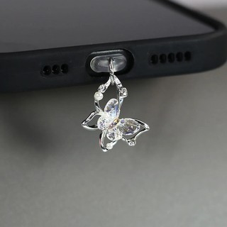 【Chamvn】Mặt dây chuyền hình bướm chặn bụi điện thoại trang trí thời trang tinh tế