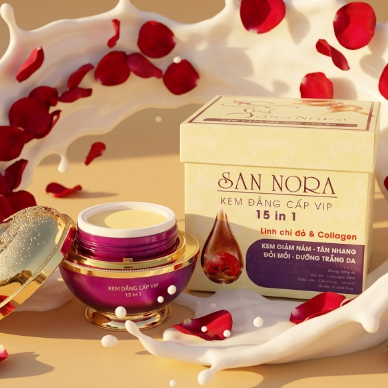 Kem San Nora 15in1 Linh Chi Đỏ Collagen - Dưỡng Ẩm, Làm Sáng Da, Giúp Da Săn Chắc 35g (Vàng)