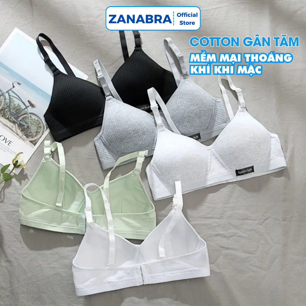[BST MỚI 2026] Áo Ngực Nữ Chất Cotton Mút Mỏng Không Gọng Thoáng Mát Gom Quả Chống Xệ ZANABRA A554