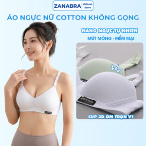 Áo Ngực Nữ Chất Cotton Mút Mỏng Không Gọng Thoáng Mát Gom Quả Chống Xệ ZANABRA A554