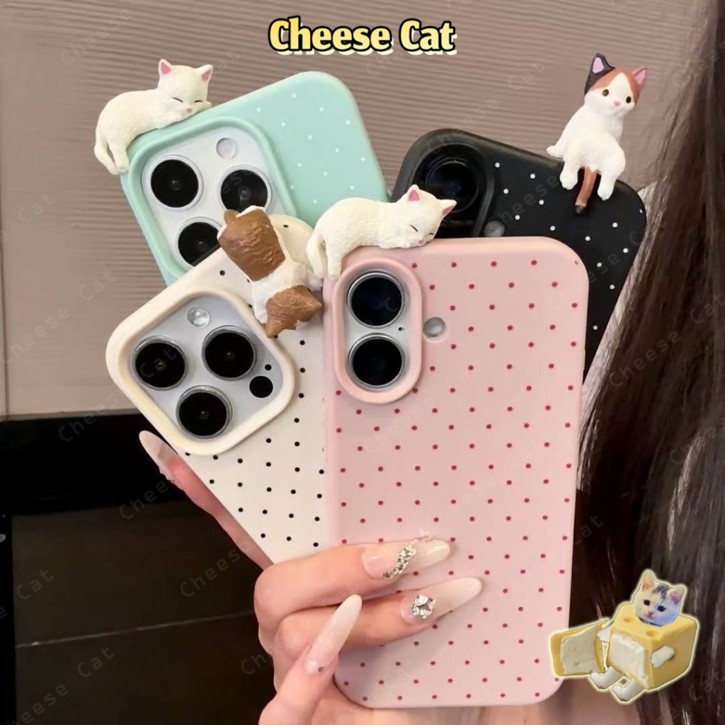 con mèo nằm trên vỏ điện thoại Ốp lưng iPhone dễ thương cho iPhone 16 17 15 14 13 12 11 Pro Max XR Xs Max 7 Plus