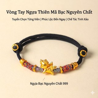 Vòng Tay Ngựa Thiên Mã Bạc Nguyên Chất 999 Vòng Đeo Tay Chỉ Đỏ Phong Thủy May Mắn Đồ Trang Sức Phụ Kiện Thời Trang Cao C