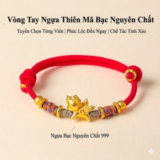 Vòng Tay Ngựa Thiên Mã Bạc Nguyên Chất 999 Vòng Đeo Tay Chỉ Đỏ Phong Thủy May Mắn Đồ Trang Sức Phụ Kiện Thời Trang Cao C