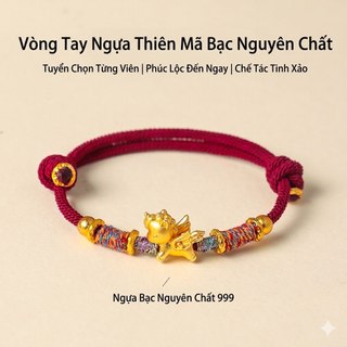 Vòng Tay Ngựa Thiên Mã Bạc Nguyên Chất 999 Vòng Đeo Tay Chỉ Đỏ Phong Thủy May Mắn Đồ Trang Sức Phụ Kiện Thời Trang Cao C