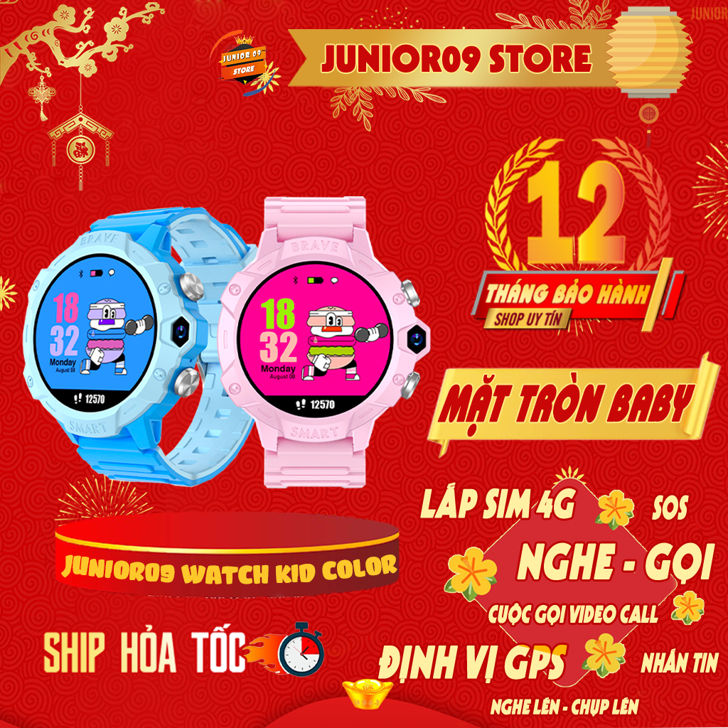 Đồng hồ thông minh Trẻ em JUNIOR09 WATCH KID BABY | Lắp SIM 4G | Nghe gọi | Định vị GPS | Videocall | Chống nước | SOS - 1