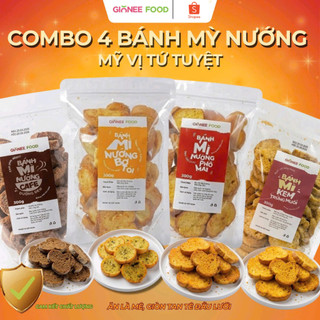 Combo 4 Gói Bánh Mì Sấy Giòn GIONEE FOOD | Set Ăn Vặt Siêu Cuốn (Ghi Chú Vị Muốn Chọn)