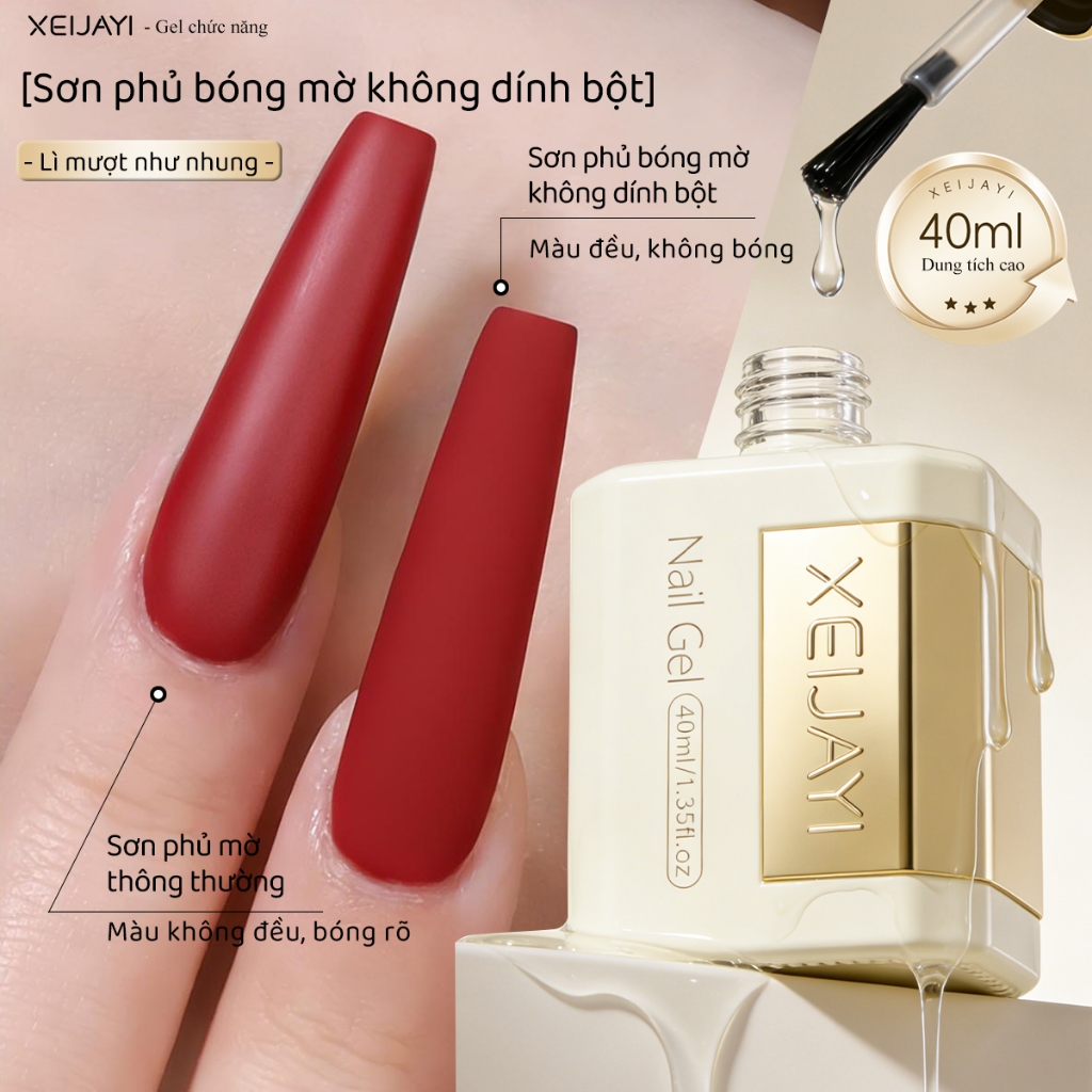 XEIJAYI 40ml Sơn phủ mờ kiểu Nga mới, bền lâu, thích hợp sử dụng trong salon làm móng.