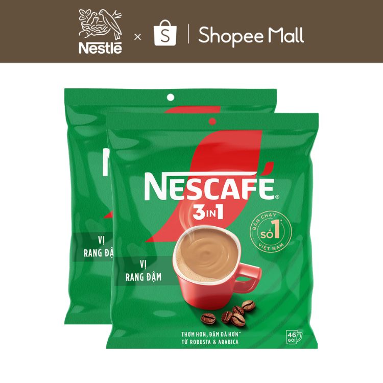 Combo 2 Bịch Cà phê Hòa tan NESCAFÉ VỊ RANG ĐẬM 46 gói Đậm Thơm Hoàn Hảo