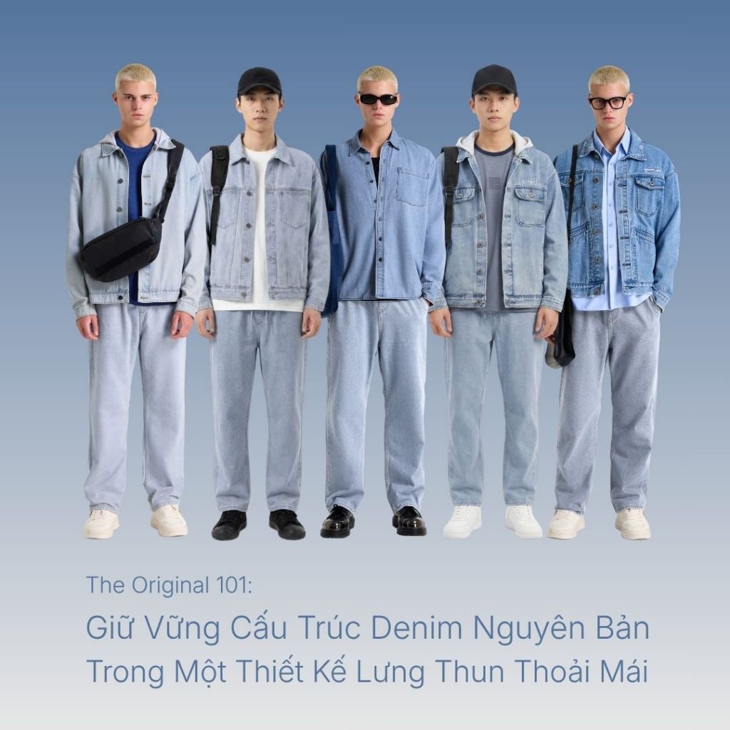 Quần Jean Nam Vải DurableTex™ Cực Bền, Lưng Thun Mặc Êm Bụng The Original 101 Dáng Rộng Rãi F4 23543 |YaMe| | BigBuy360 - bigbuy360.vn