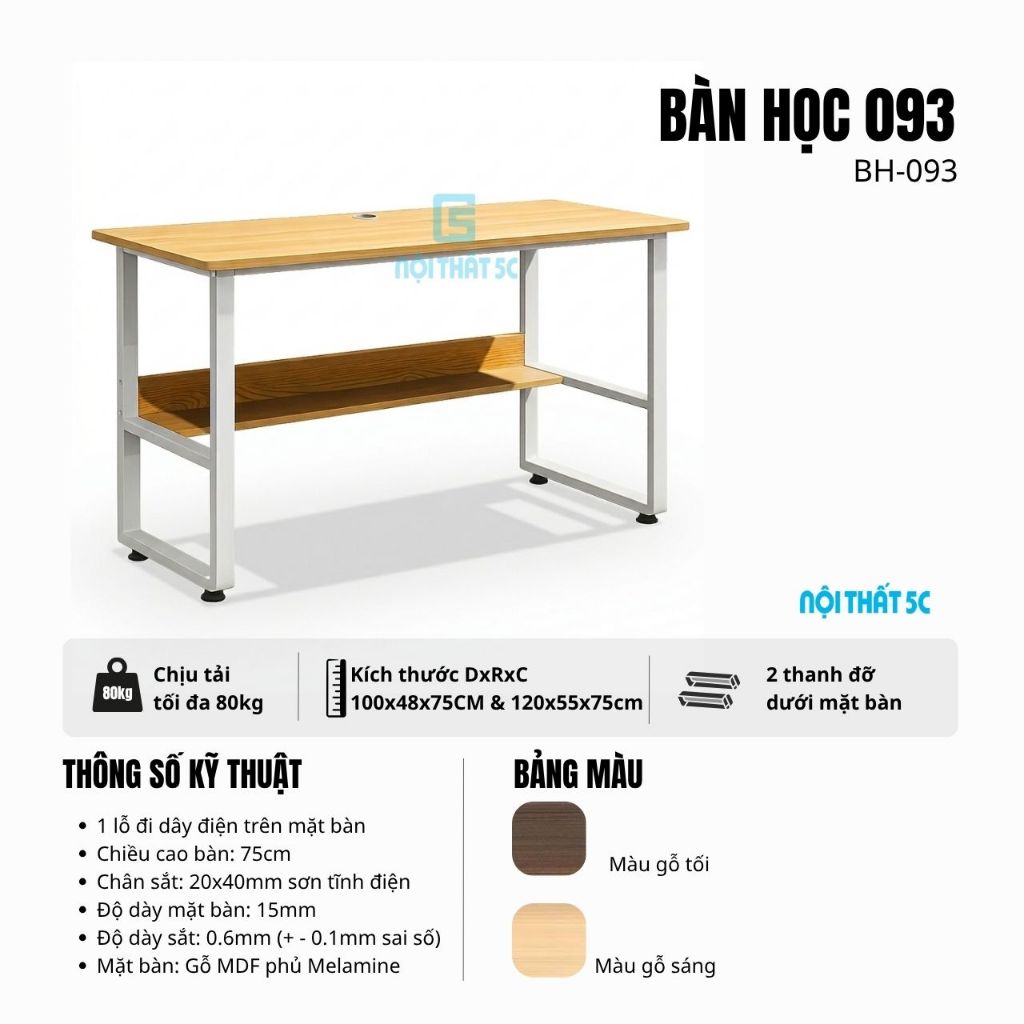Bàn làm việc, bàn học kèm kệ lửng thiết kế chân cong mềm mại, tinh tế, Bàn làm việc mặt gỗ MDF phủ melamine cao cấp | BigBuy360 - bigbuy360.vn