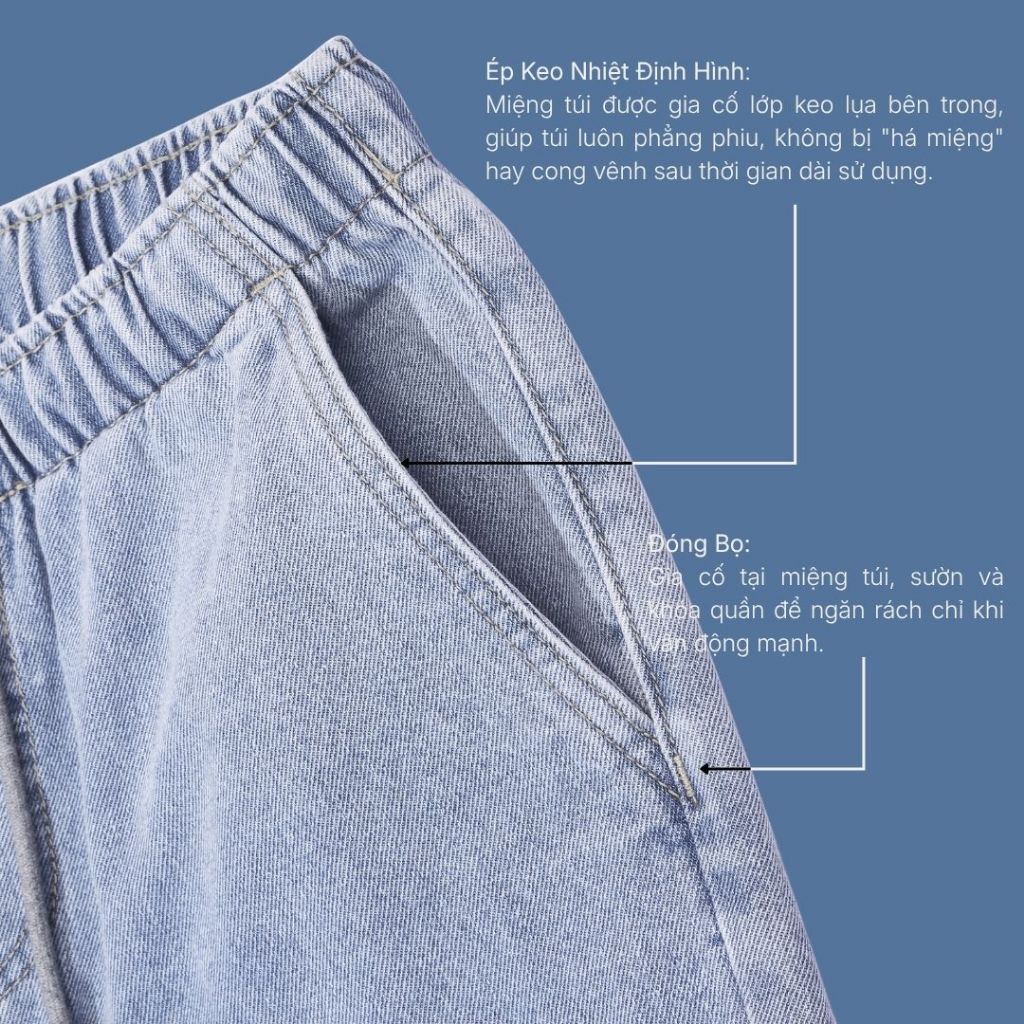 Quần Jean Nam Vải DurableTex™ Cực Bền, Lưng Thun Mặc Êm Bụng The Original 101 Dáng Rộng Rãi F4 23543 |YaMe| | BigBuy360 - bigbuy360.vn