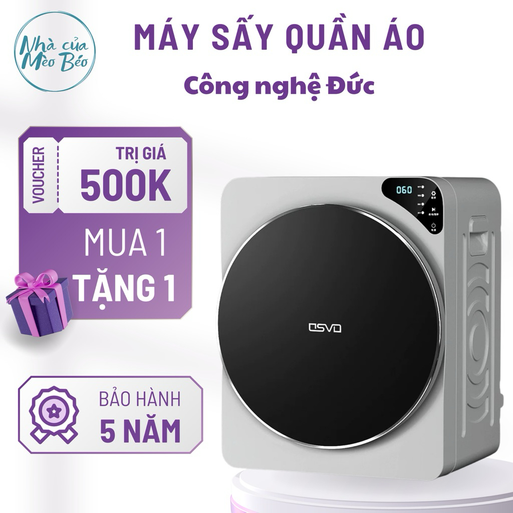 Máy sấy quần áo mini OSVO công nghệ Đức khử trùng ION Âm diệt 100% bọ ve, sấy khô hoàn toàn lọc bụi bẩn vải bông thừa