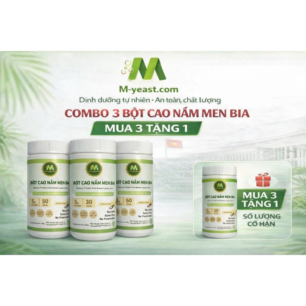[MUA 3 TẶNG 1 HỘP 500G] - Bột nấm men bia, Protein tự nhiên và 18 axit amin thiết yếu, bổ sung canxi dễ hấp thu