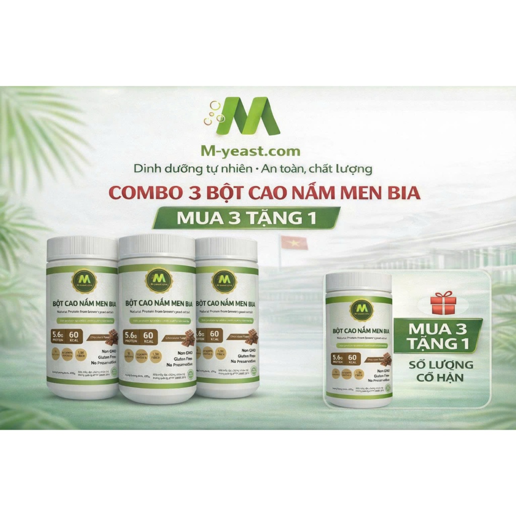 [MUA 3 TẶNG 1 HỘP 500G] - Bột nấm men bia, Protein tự nhiên và 18 axit amin thiết yếu, bổ sung canxi dễ hấp thu