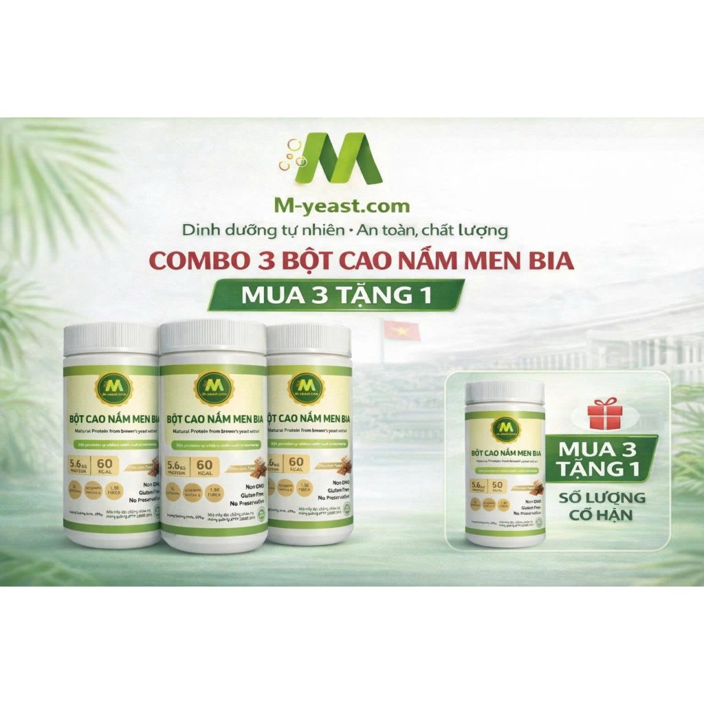 [MUA 3 TẶNG 1 HỘP 500G] - Bột nấm men bia, Protein tự nhiên và 18 axit amin thiết yếu, bổ sung canxi dễ hấp thu