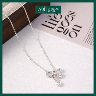 Dây Chuyền Nữ ADJ Bạc Ý 925 Thiết Kế Nơ Cách Điệu, Vòng Cổ Đính Đá CZ Toàn Dải Tỏa Sáng Tinh Tế - SD5498AD