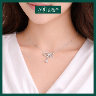 Dây Chuyền Nữ ADJ Bạc Ý 925 Thiết Kế Nơ Cách Điệu, Vòng Cổ Đính Đá CZ Toàn Dải Tỏa Sáng Tinh Tế - SD5498AD