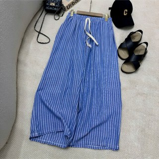 Quần bigsize nữ kẻ sọc lưng chun co giãn dáng suông dễ phối đồ  tôn dáng vải đũi sọc mặc mát cho Chuppy - Q560