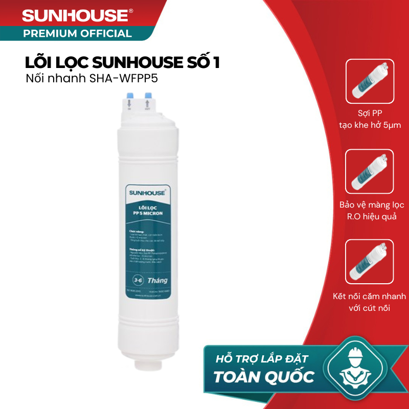 Bộ 3 lõi lọc Sunhouse nối nhanh SHA-WFPP123