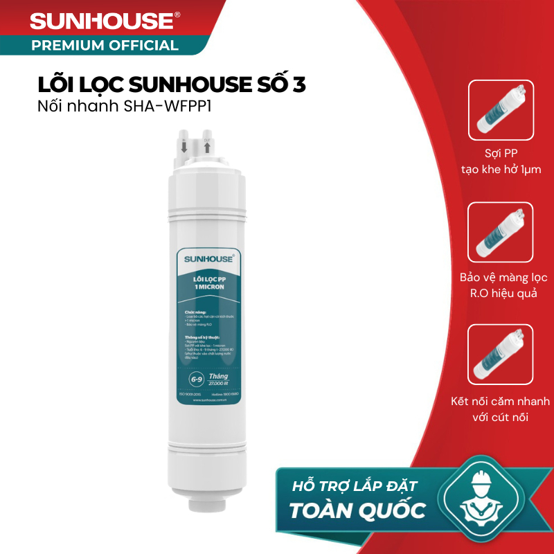 Bộ 3 lõi lọc Sunhouse nối nhanh SHA-WFPP123