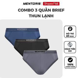 COMBO 3 Quần Lót Tam Giác Nam MENTORIS Vải Thun Lạnh, Co Giãn Thoáng Mát, Mặc Hằng Ngày CB3MBF08