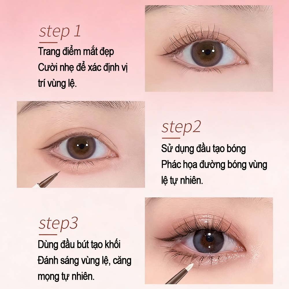 Bút kẻ bọng mắt, Bút kẻ bọng mắt 2 đầu, Vẽ nhũ bắt sáng, Mở rộng mắt, Chống nước, Siêu tự nhiên, 3 in 1