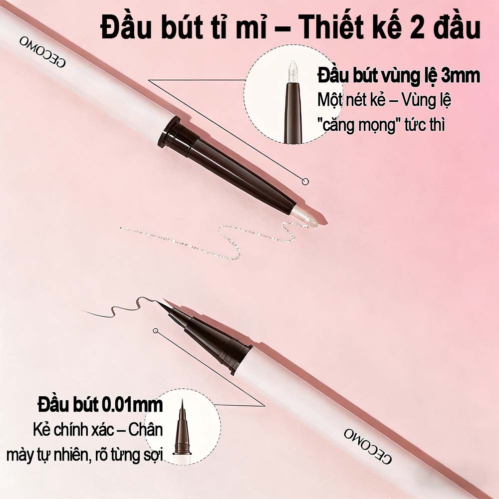 Bút kẻ bọng mắt, Bút kẻ bọng mắt 2 đầu, Vẽ nhũ bắt sáng, Mở rộng mắt, Chống nước, Siêu tự nhiên, 3 in 1
