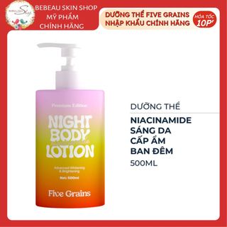 Kem Dưỡng Body Five Grains Niacinamide, Alpha-Arbutin Ban Đêm Hỗ Trợ Dưỡng Trắng Da 500ML