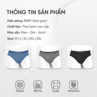 COMBO 3 Quần Lót Tam Giác Nam MENTORIS Vải Thun Lạnh, Co Giãn Thoáng Mát, Mặc Hằng Ngày CB3MBF08