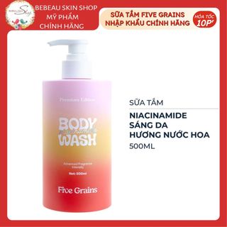 Sữa Tắm Five Grains Tinh Chất Niacinamide Giúp Dưỡng Ẩm Làm Trắng Da, Lưu Hương Dịu Nhẹ 500ML