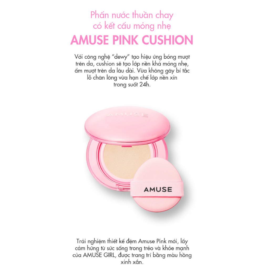 Phấn Nước Thuần Chay Amuse Căng Mướt Da Dew Power Vegan Cushion Spf 50+ Pa++++ 15g