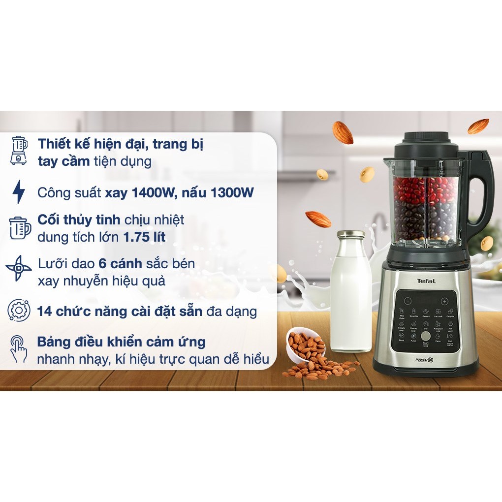 Máy làm sữa hạt sinh tố Tefal BL83SD66 1400W - Đa dạng chương trình - Bảo hành chính hãng 24 tháng