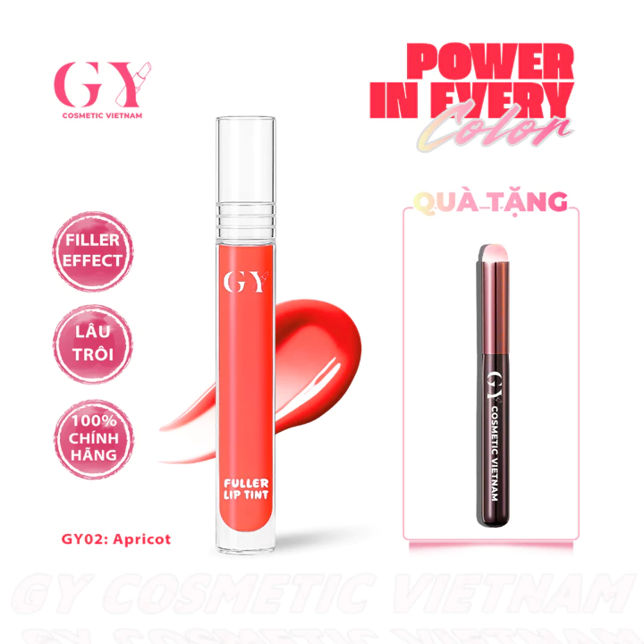 Son Tint Lì Fuller Lip Tint 6ml, GY02, Mịn Môi, Bám Lâu, Đầy Rãnh Vân Môi, GY Cosmetics